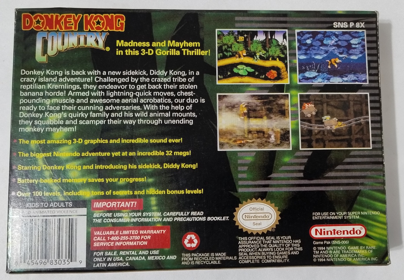 Donkey Kong Country SNES paralelo novo + caixa original e berço - Imagem 5
