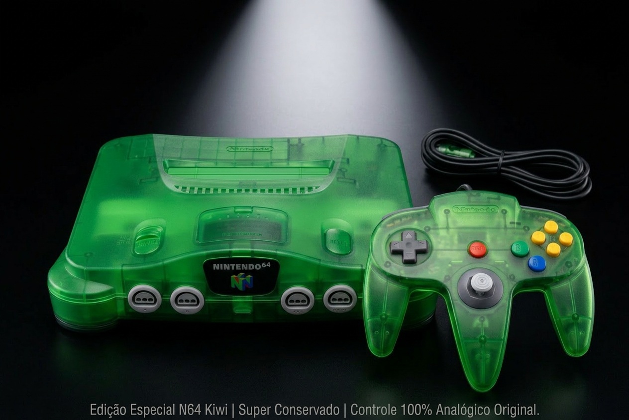 Nintendo 64 Kiwi com controle original